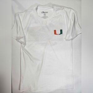 Miami Hurricanes FloGrown T-Shirt Mens Small White Fishing‎ Graphic Florida Tee